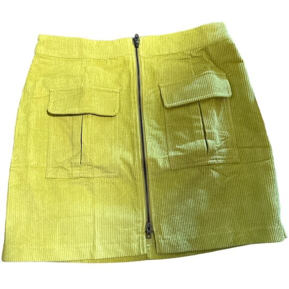 Moon River Lulu's Corduroy Zipper Skirt, 90's, Y2K, Chartreuse, NWT, Size L - Picture 1 of 8